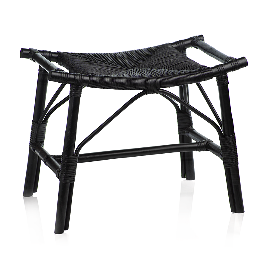 Black Rattan Stool