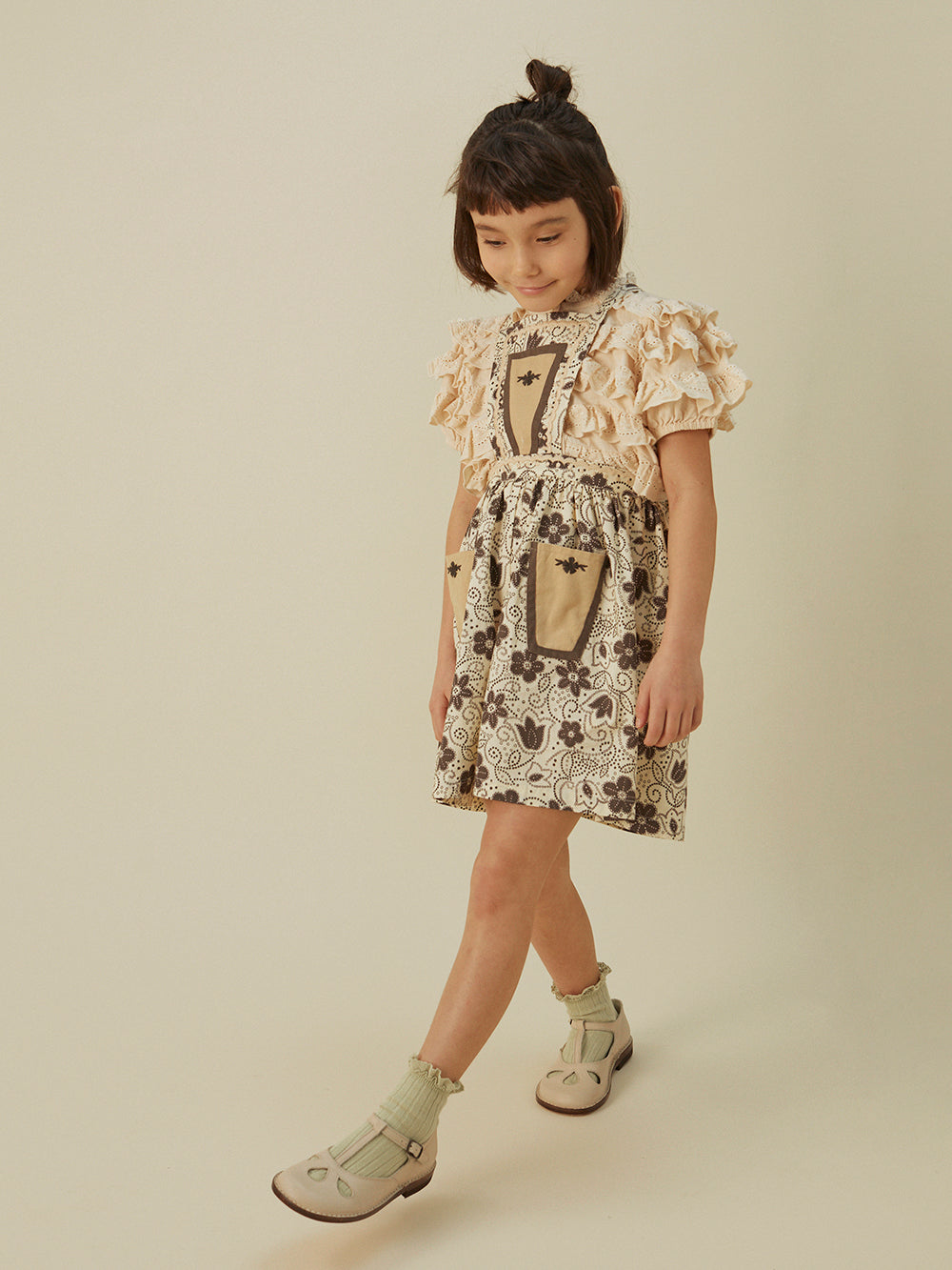 apolina, ss24, spring, summer, embroidered, embroidery, child, children, kids, girls, floral, smocking, dress, pinafore, Stevie, Wendy, dora