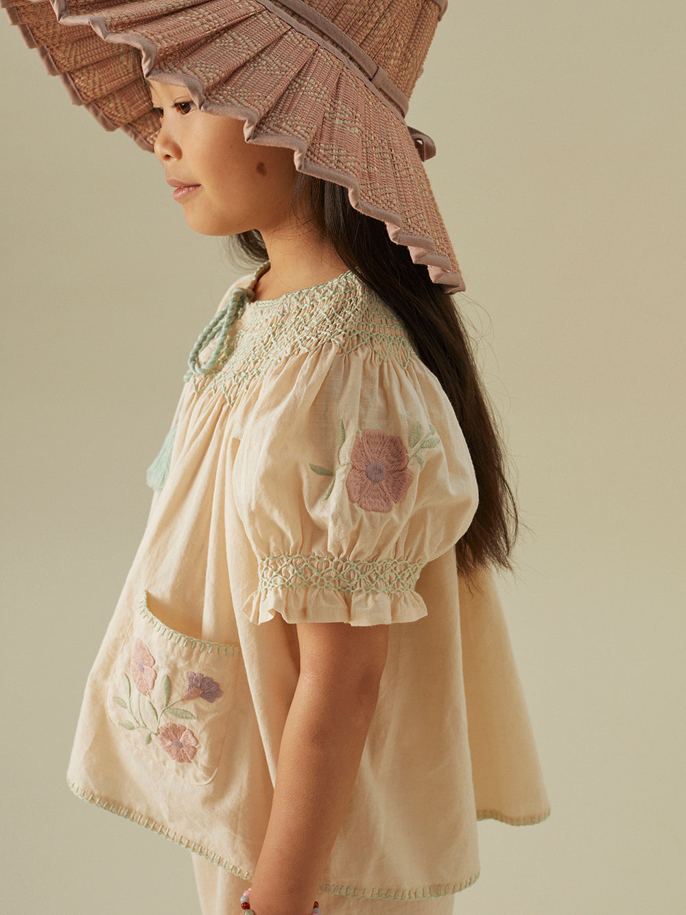 apolina, ss24, spring, summer, embroidered, embroidery, child, children, kids, girls, floral, smocking, dress, pinafore, Stevie, Wendy, dora