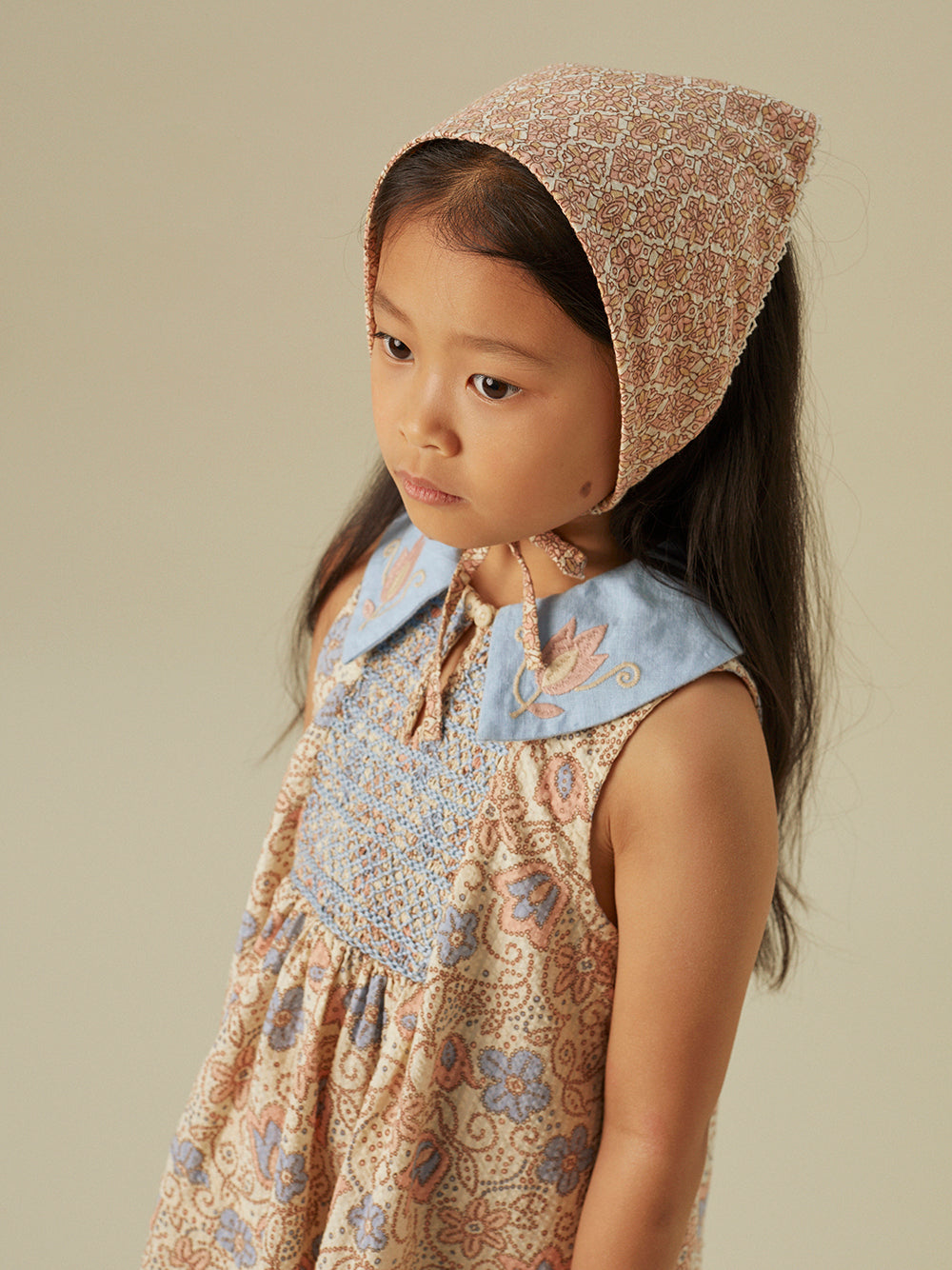 apolina, ss24, spring, summer, embroidered, embroidery, child, children, kids, girls, floral, smocking, dress, pinafore, Stevie, Wendy, dora