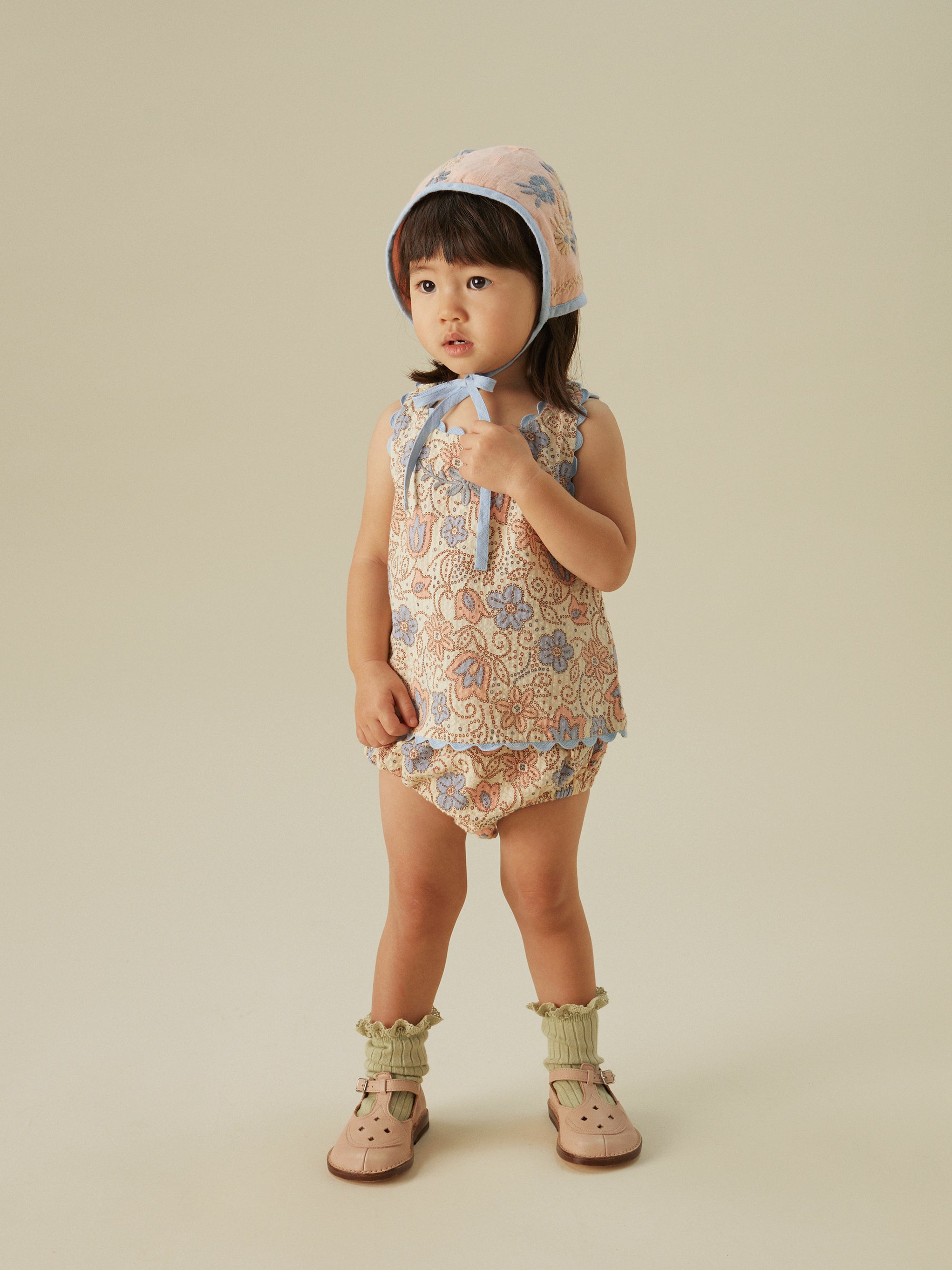 apolina, ss24, summer, spring, embroidery, embroidered, child, children's, kids, clothing, dress, smocking, pinafore, skirt, floral, pattern, jacquard