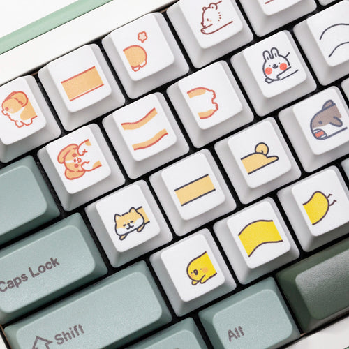 Cute Little Puppy Keycap Meme Keycap Dye Subbed keycaps for mx stem Gaming Mechanical Keyboards OEM Profile R4 Bunny Cat Shark