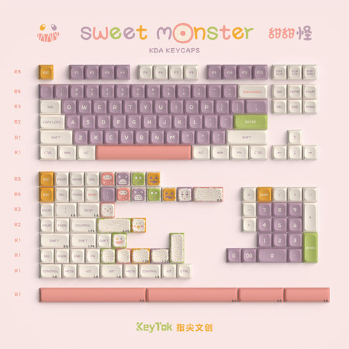 KeyTok KDA Profile Sweet Monster Dye Sub Keycap Set thick PBT for keyboard 87 tkl 104 ansi xd64 bm60 xd68 CSTC75 BM87 BM65