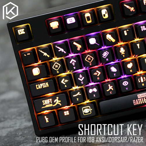 oem profile abs Backlit 87 104 108 ansi set keycap pubg battlegrounds keyboard shortcuts for corsair k70 razer black widow