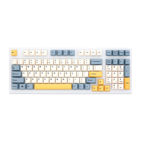 yellow and blue keycaps