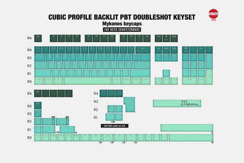 taihao Mykonos pbt double shot keycaps for diy gaming mechanical keyboard Backlit Caps oem profile light through ISO UK