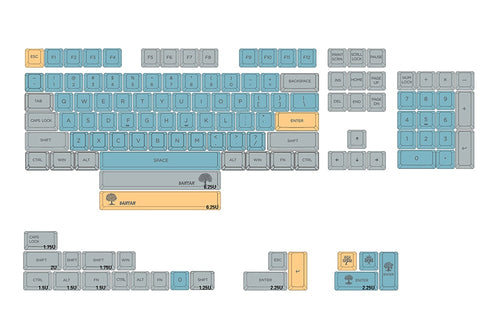 XDA V2 Banyan Dye Sub Keycap Set thick PBT for keyboard gh60 poker 87 tkl 104 ansi xd64 bm60 xd68 xd84 xd96 Blue Grey