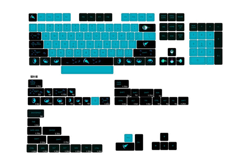 XDA V2 Ocean Jellyfish Dye Sub Keycap Set thick PBT for keyboard gh60 poker 87 tkl 104 ansi xd64 bm60 xd68 xd84 xd96 Blue Black