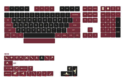 XDA V2 Kung Fu Dye Sub Keycap Set thick PBT for keyboard gh60 poker 87 tkl 104 ansi xd64 bm60 xd68 xd84 Similar with Red Samurai