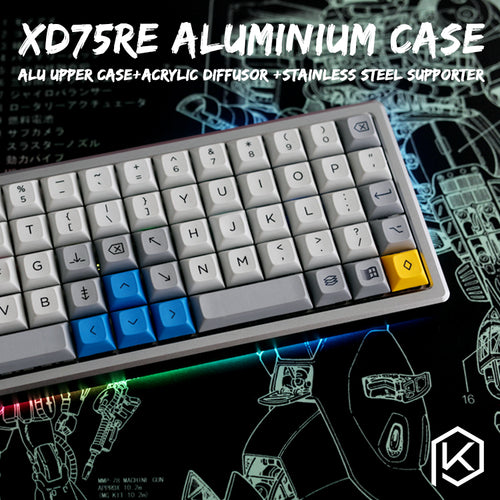 Anodized Aluminium Case For XD75Re AM 60% Custom Keyboard tempered glass Diffuser