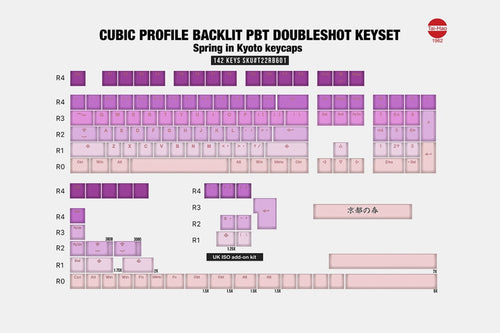 taihao Spring in Kyoto pbt double shot keycaps for diy gaming mechanical keyboard Backlit Caps oem profile light through ISO UK