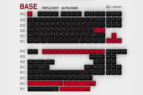 [GBEXTRAS] Domikey x iNKY Amore:RED  Cherry Profile ABS doubleshot Cyrillic English keycaps