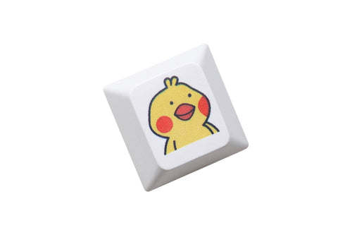 Cute Little yellow chicken Parrot Mood Meme Expression Keycap Dye Subbed keycaps for mx stem mechanical keyboards Funny Yellow