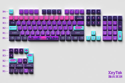 KeyTok OEM Profile Pixel Universe Doubleshot Dye Sub Keycap Set thick PBT for keyboard 87 tkl 104 ansi bm60 CSTC75 BM87 BM65