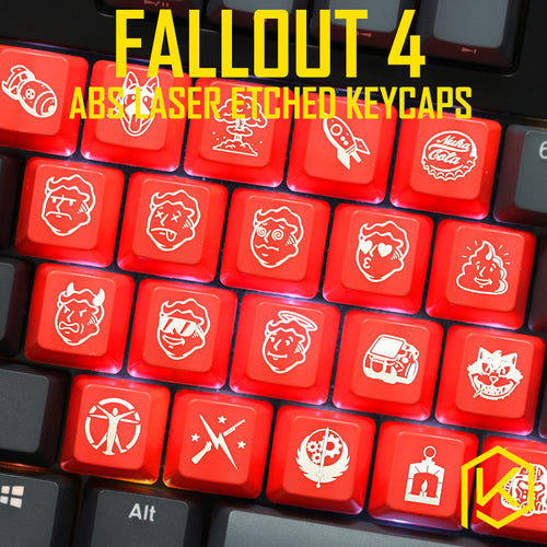 Novelty Shine Through Keycaps ABS Etched fallout 4 pip boy nuca cola black red