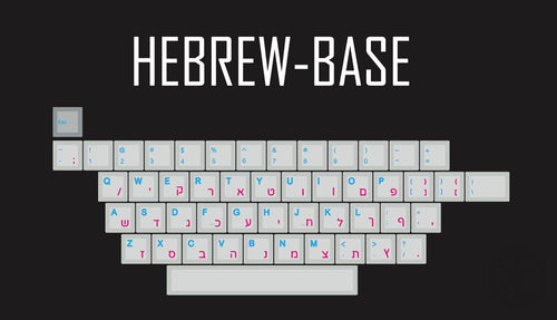 kprepublic 139 Hebrew root blue cyan font Cherry profile Dye Sub Keycap PBT