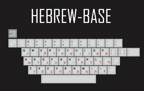 kprepublic 139 Hebrew root font letter Cherry profile Dye Sub Keycap Set PBT black red