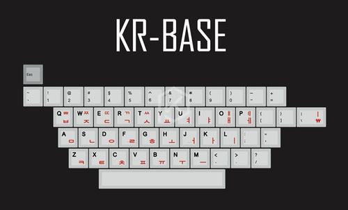 kprepublic 139 Korean root font Cherry profile Dye Sub Keycap Set PBT black red