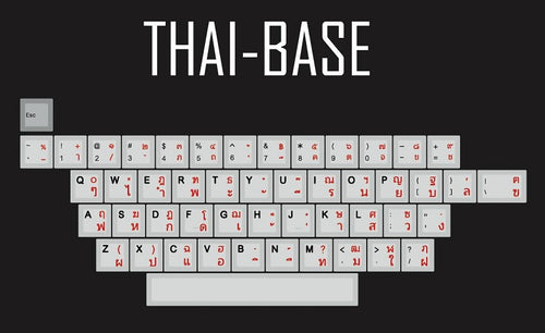 kprepublic 139 Thai root black red font letter Cherry profile Dye Sub Keycap PBT
