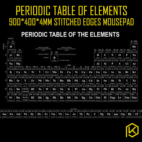 Mechaincal keyboard Mousepad periodic table of elements 900 400 4 mm Stitched Edges Soft/Rubber High quality