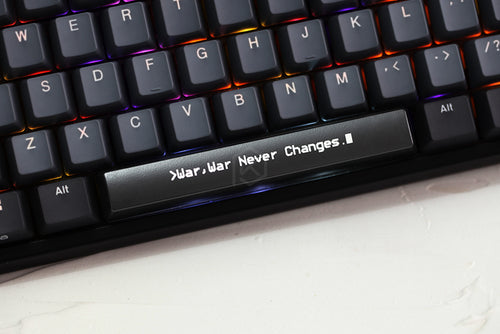 Novelty Shine Through Keycaps ABS Etched, Shine-Through fallout war never changes black red custom mechanical keyboard spacebar
