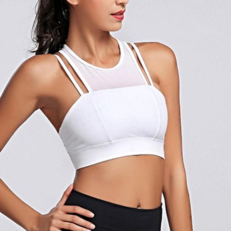 white crop top sports bra