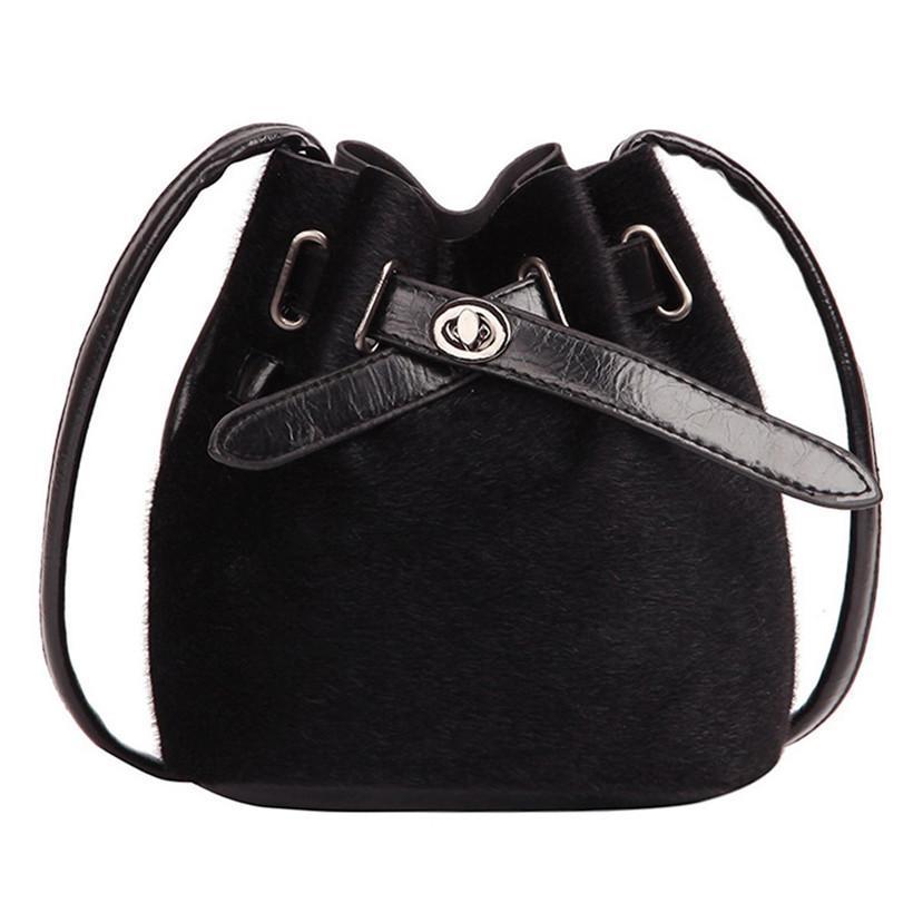 black crossbody bucket bag