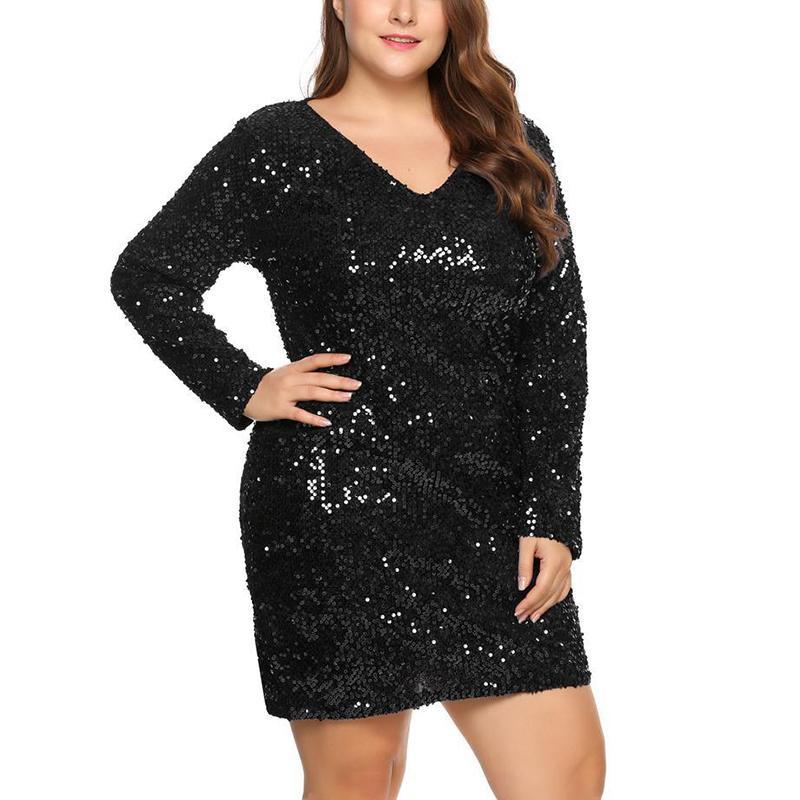 plus size sequin dress long sleeve