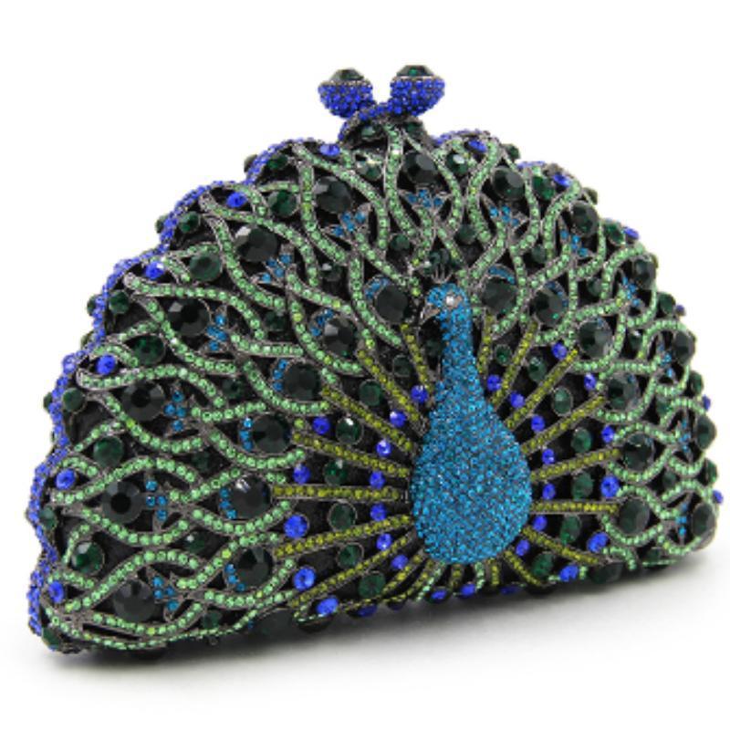 peacock blue clutch bag