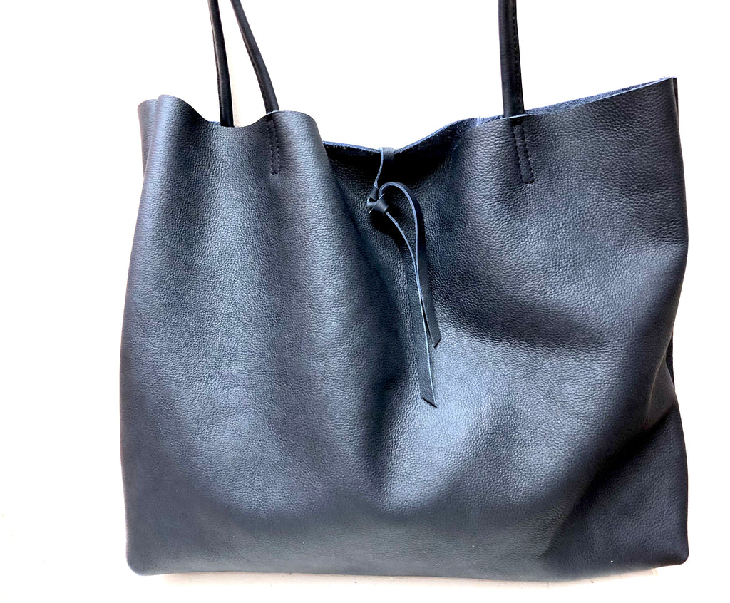 Navy Blue Classic Leather tote / Extra large shopper bag / Leather bag – Urban Artisan Boutique