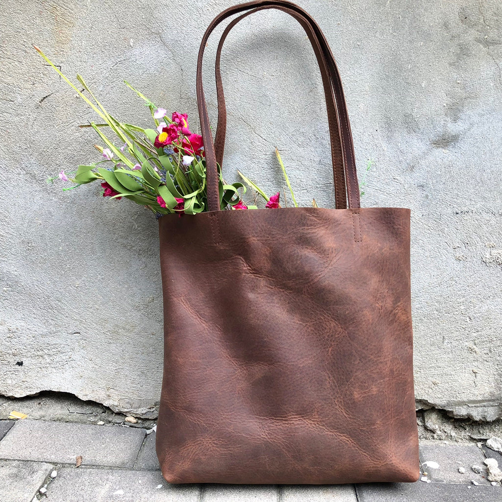 tall leather tote