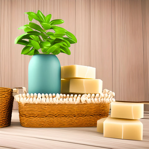 basket with handmade soaps