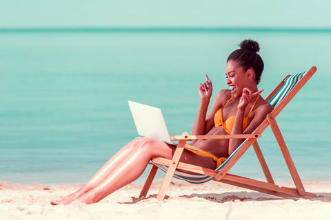 woman on Caribbean vacation