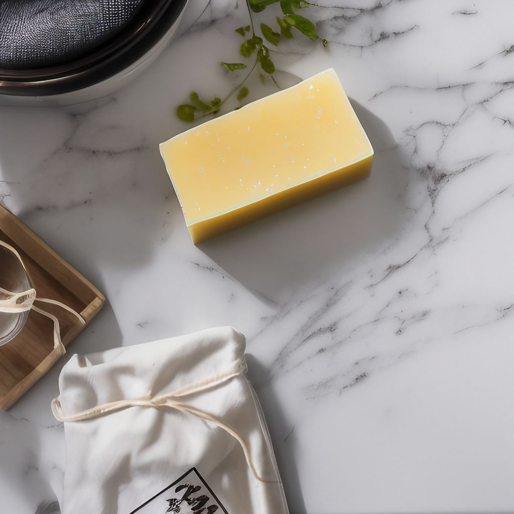 handmade-bar-soap-and-an-environmentally-friendly-reusable shopping bag paired as a gift for environmentally conscious person