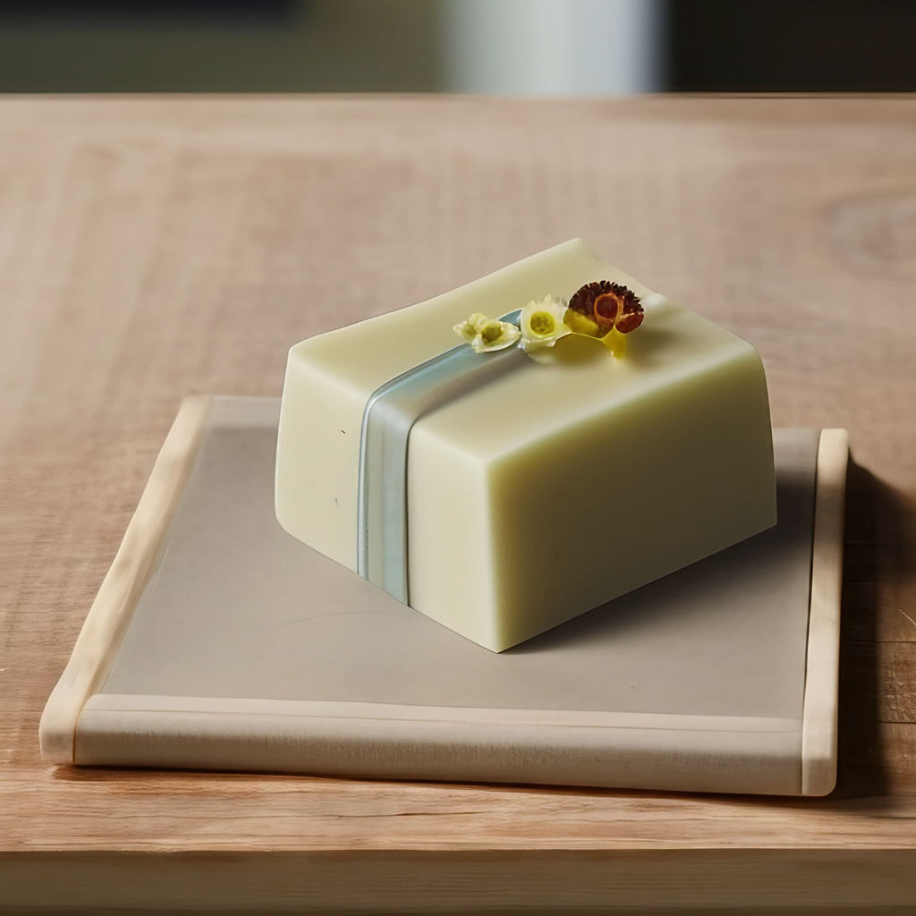 simply but beautifully decorated small bar of soap