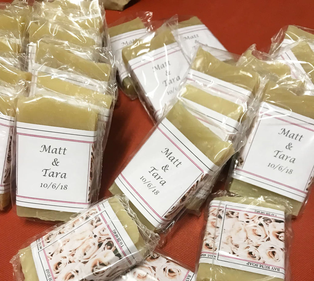 wedding soap favors created using sample soaps