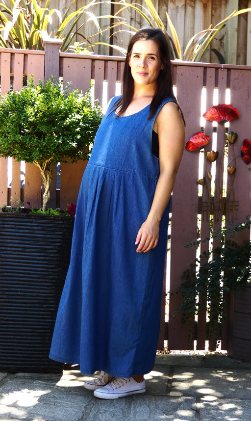 long denim pinafore