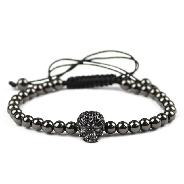 mens black skull bracelet