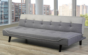 Fabric Sofa Bed with Chrome Legs - Grey Includes 3 Position Adjustable Back   Features Tufted Design Seat - Back and Chrome Legs