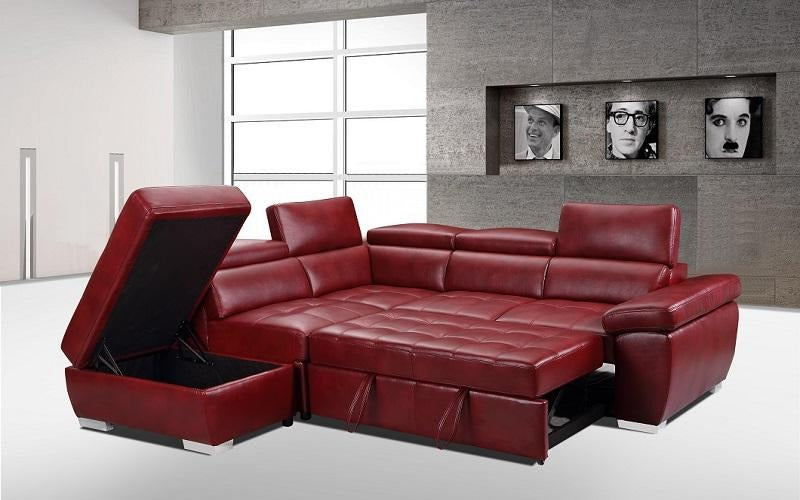 Black and red sectional sofa