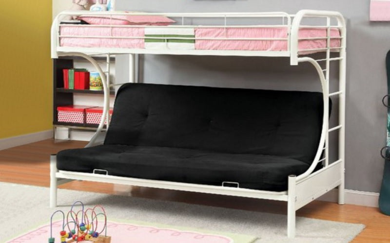 Futon Bunk Bed Twin Over Double With Metal Black White Grey Furnberry