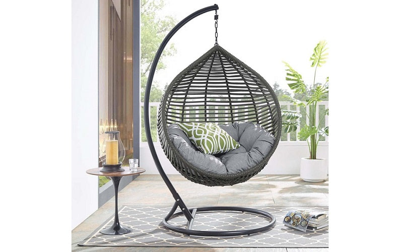 Outdoor Egg Swing Chair - Black & Grey - Furnberry