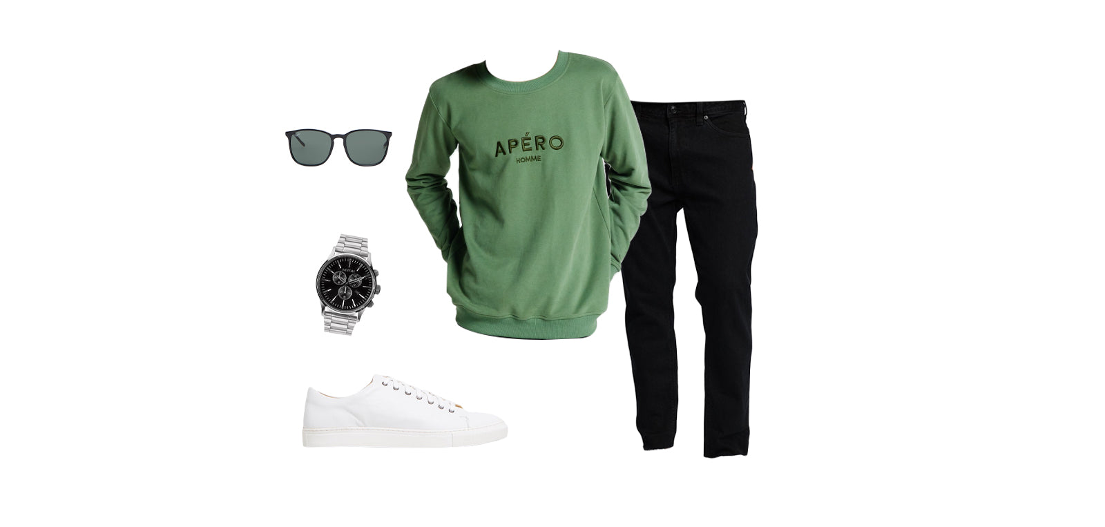 Apéro Homme Embroidered Jumper in Forest Green