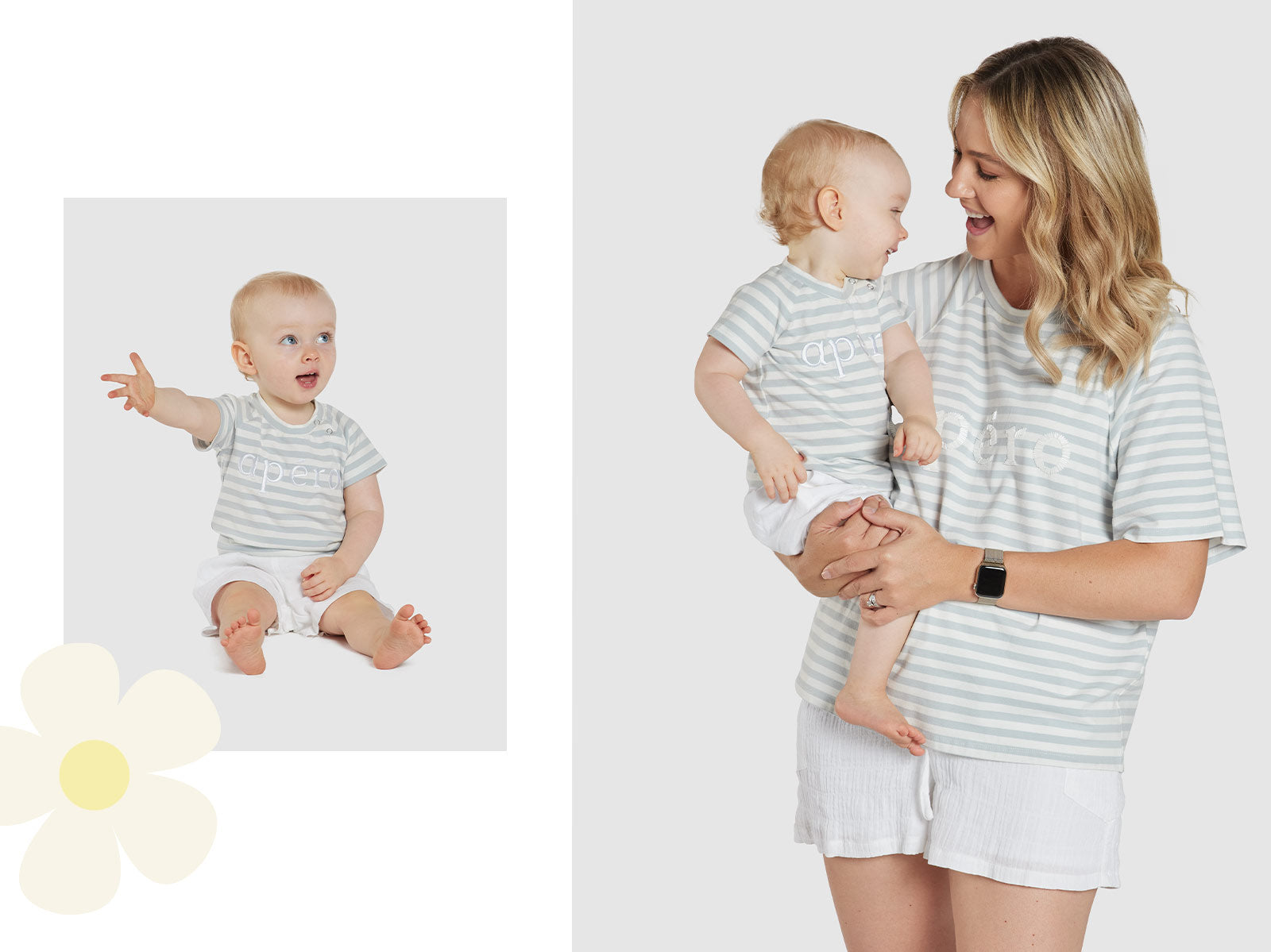 white blue striped embroidered baby tee