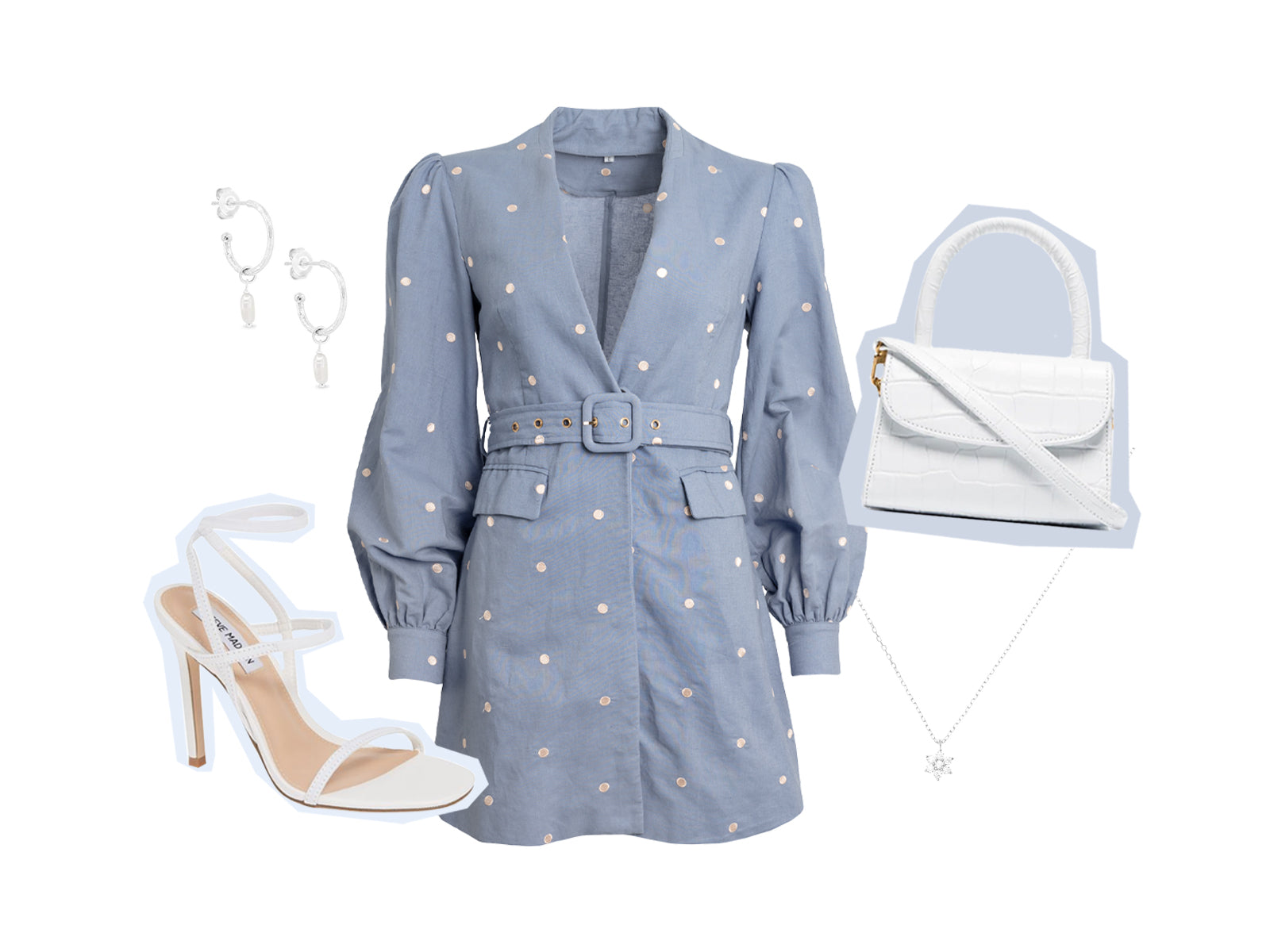 Gia Linen Party Mini Dress styled with heels and accessories