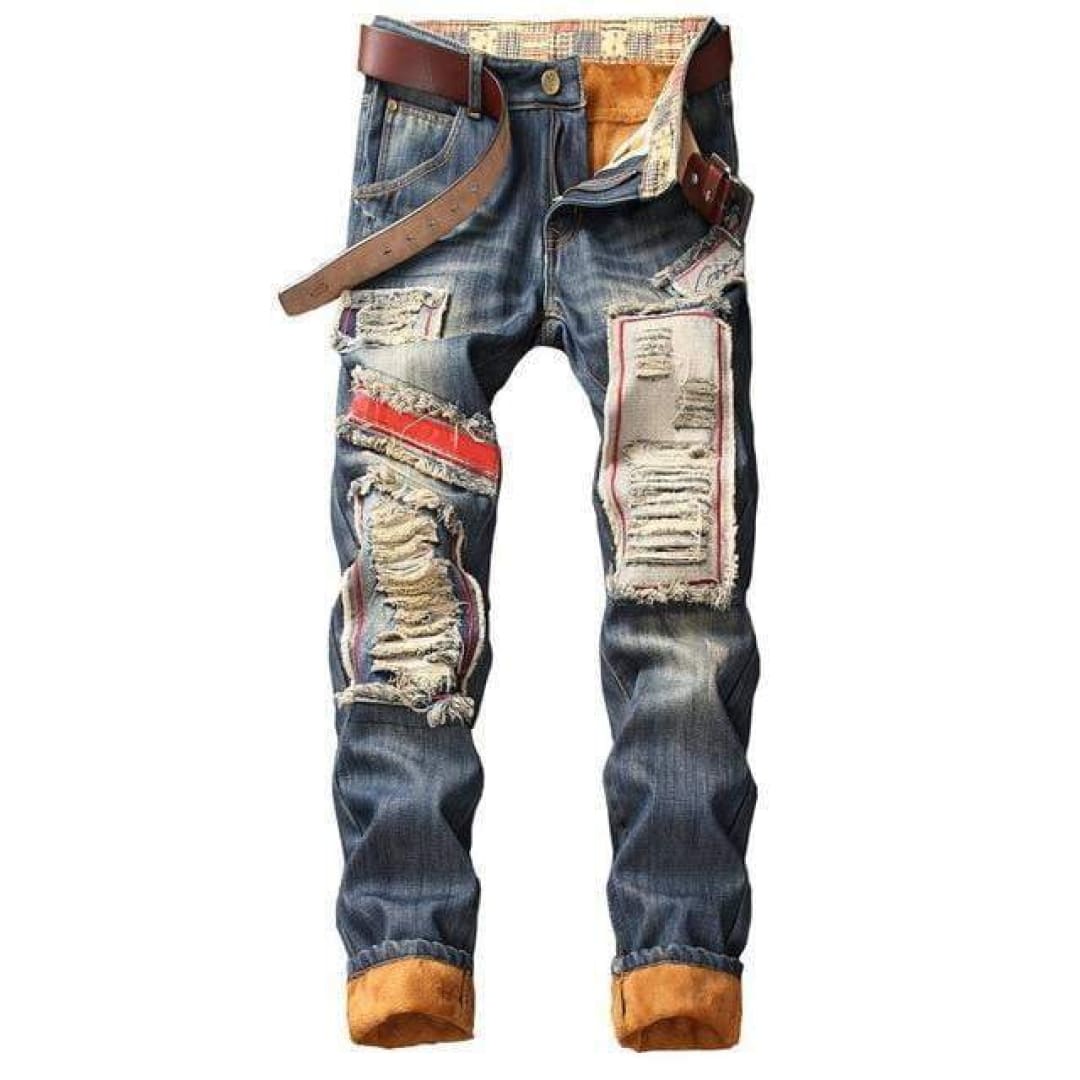 FASHION™ Patchwork Ripped Jeans
