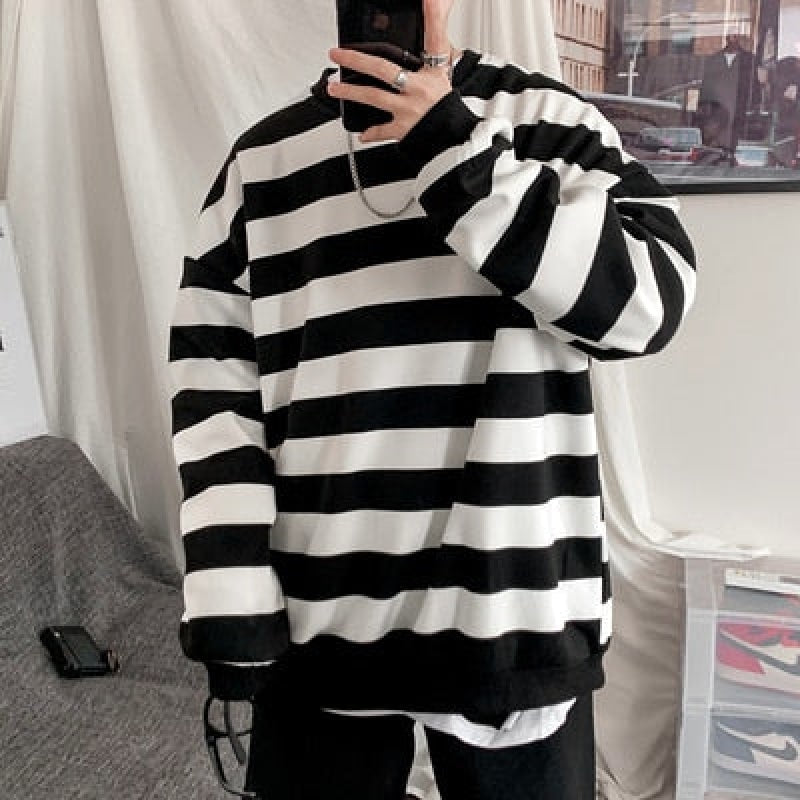 Men Striped Sweatshirts 2022 Spring Autumn Fashion Mens Hoodies Male Loose Couple Outfit