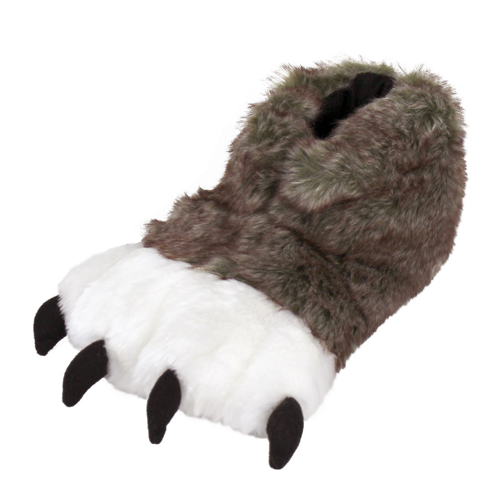 Brown Wolf Paw Slippers – NoveltySlippers.com