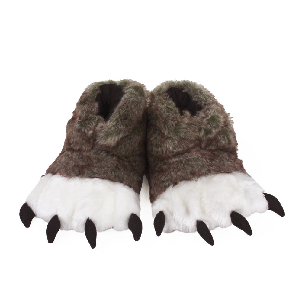 Brown Wolf Paw Slippers – NoveltySlippers.com