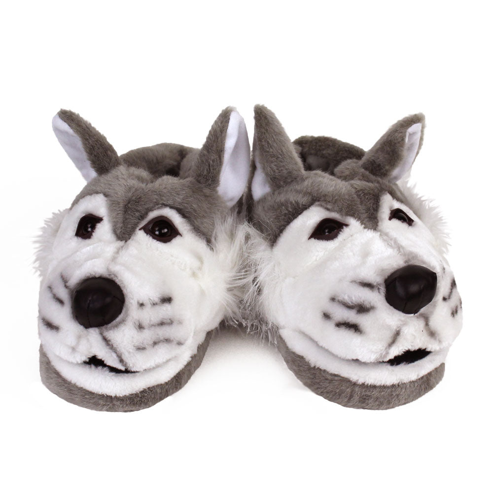 Gray Wolf Animal Slippers – NoveltySlippers.com